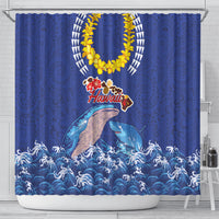 Hawaiian Sea Animals Shower Curtain Whales Shark and Turtle Guardians with Tribal Pattern LT03 - Polynesian Pride
