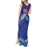 Hawaiian Sea Animals Tank Maxi Dress Whales Shark and Turtle Guardians with Tribal Pattern LT03 - Polynesian Pride