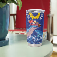 Hawaiian Sea Animals Tumbler Cup Whales Shark and Turtle Guardians with Tribal Pattern LT03 - Polynesian Pride