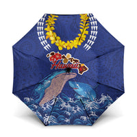 Hawaiian Sea Animals Umbrella Whales Shark and Turtle Guardians with Tribal Pattern LT03 One Size Folded 11.42 inch Opened Diameter 37.4 inch Blue - Polynesian Pride