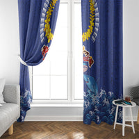 Hawaiian Sea Animals Window Curtain Whales Shark and Turtle Guardians with Tribal Pattern LT03 - Polynesian Pride