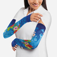 Fiji Jellyfish Arm Sleeves Tapa Patterns and Hibiscus Sea Vibe LT03 - Polynesian Pride