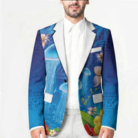 Fiji Jellyfish Blazer Tapa Patterns and Hibiscus Sea Vibe LT03 - Polynesian Pride