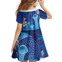 Fiji Jellyfish Family Matching Off Shoulder Maxi Dress and Hawaiian Shirt Tapa Patterns and Hibiscus Sea Vibe