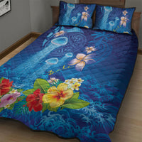 Fiji Jellyfish Quilt Bed Set Tapa Patterns and Hibiscus Sea Vibe LT03 - Polynesian Pride