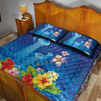 Fiji Jellyfish Quilt Bed Set Tapa Patterns and Hibiscus Sea Vibe LT03 - Polynesian Pride