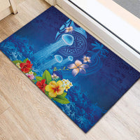 Fiji Jellyfish Rubber Doormat Tapa Patterns and Hibiscus Sea Vibe LT03 - Polynesian Pride