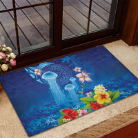 Fiji Jellyfish Rubber Doormat Tapa Patterns and Hibiscus Sea Vibe LT03 - Polynesian Pride