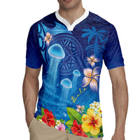 Fiji Jellyfish Rugby Jersey Tapa Patterns and Hibiscus Sea Vibe LT03 - Polynesian Pride