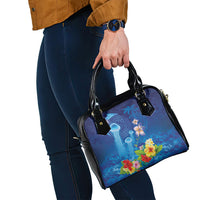 Fiji Jellyfish Shoulder Handbag Tapa Patterns and Hibiscus Sea Vibe LT03 - Polynesian Pride