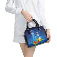 Fiji Jellyfish Shoulder Handbag Tapa Patterns and Hibiscus Sea Vibe LT03 - Polynesian Pride