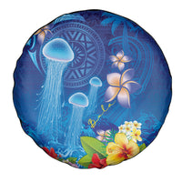 Fiji Jellyfish Spare Tire Cover Tapa Patterns and Hibiscus Sea Vibe LT03 - Polynesian Pride