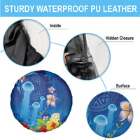 Fiji Jellyfish Spare Tire Cover Tapa Patterns and Hibiscus Sea Vibe LT03 - Polynesian Pride