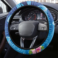 Fiji Jellyfish Steering Wheel Cover Tapa Patterns and Hibiscus Sea Vibe LT03 - Polynesian Pride