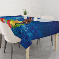 Fiji Jellyfish Tablecloth Tapa Patterns and Hibiscus Sea Vibe LT03 - Polynesian Pride