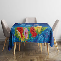 Fiji Jellyfish Tablecloth Tapa Patterns and Hibiscus Sea Vibe LT03 - Polynesian Pride