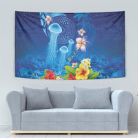 Fiji Jellyfish Tapestry Tapa Patterns and Hibiscus Sea Vibe LT03 - Polynesian Pride
