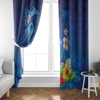 Fiji Jellyfish Window Curtain Tapa Patterns and Hibiscus Sea Vibe LT03 - Polynesian Pride
