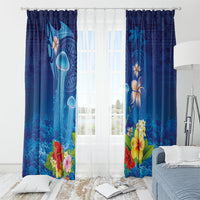 Fiji Jellyfish Window Curtain Tapa Patterns and Hibiscus Sea Vibe LT03 - Polynesian Pride
