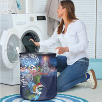 New Zealand Merry Christmas Laundry Basket Maori Tribal Pattern with Xmas Tui Bird LT03 - Polynesian Pride