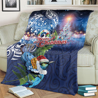 New Zealand Merry Christmas Blanket Maori Tribal Pattern with Xmas Tui Bird LT03 - Polynesian Pride