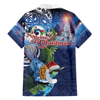 New Zealand Merry Christmas Family Matching Mermaid Dress and Hawaiian Shirt Maori Tribal Pattern with Xmas Tui Bird LT03 Dad's Shirt - Long Sleeve Multicolor - Polynesian Pride