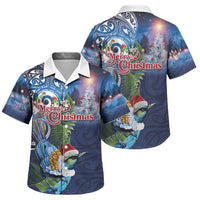 New Zealand Merry Christmas Family Matching Off The Shoulder Long Sleeve Dress and Hawaiian Shirt Maori Tribal Pattern with Xmas Tui Bird LT03 Son's Shirt Multicolor - Polynesian Pride