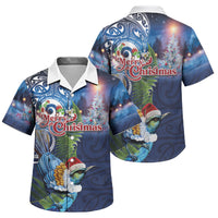 New Zealand Merry Christmas Family Matching Puletasi and Hawaiian Shirt Maori Tribal Pattern with Xmas Tui Bird LT03 Son's Shirt Multicolor - Polynesian Pride