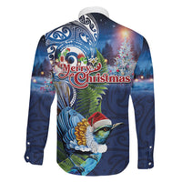 New Zealand Merry Christmas Family Matching Summer Maxi Dress and Hawaiian Shirt Maori Tribal Pattern with Xmas Tui Bird LT03 Son's Shirt Multicolor - Polynesian Pride