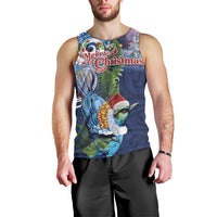 New Zealand Merry Christmas Men Tank Top Maori Tribal Pattern with Xmas Tui Bird