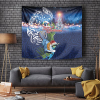 New Zealand Merry Christmas Tapestry Maori Tribal Pattern with Xmas Tui Bird LT03 Multicolor - Polynesian Pride