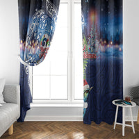 New Zealand Merry Christmas Window Curtain Maori Tribal Pattern with Xmas Tui Bird LT03 - Polynesian Pride