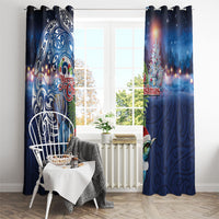 New Zealand Merry Christmas Window Curtain Maori Tribal Pattern with Xmas Tui Bird LT03 - Polynesian Pride