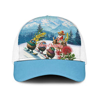 New Zealand and Australia Merry Christmas Baseball Net Cap Kiwi Birds Skiing and Santa Riding Kangaroo with Koala