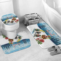 New Zealand and Australia Merry Christmas Bathroom Set Kiwi Birds Skiing and Koala Santa Riding Kangaroo