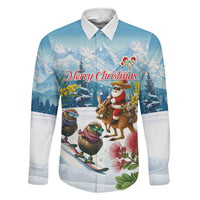 New Zealand and Australia Merry Christmas Family Matching Puletasi and Hawaiian Shirt Kiwi Birds Skiing and Koala Santa Riding Kangaroo LT03 Daughter's Dress Multicolor - Polynesian Pride