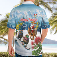New Zealand and Australia Merry Christmas Hawaiian Shirt Kiwi Birds Skiing and Koala Santa Riding Kangaroo LT03 - Polynesian Pride