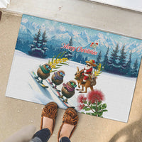 New Zealand and Australia Merry Christmas Rubber Doormat Kiwi Birds Skiing and Koala Santa Riding Kangaroo