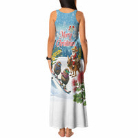 New Zealand and Australia Merry Christmas Tank Maxi Dress Kiwi Birds Skiing and Koala Santa Riding Kangaroo LT03 - Polynesian Pride