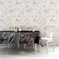 Hawaiian and Japanese Together Tablecloth Polynesian Triball Tattoo Koi Carps and Sakura LT03 - Polynesian Pride