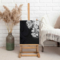 Hawaiian and Japanese Together Canvas Wall Art Japanese Koi Fish Tattoo and Kakau Pattern Black Color LT03 - Polynesian Pride
