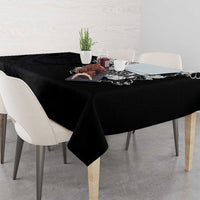 Hawaiian and Japanese Together Tablecloth Japanese Koi Fish Tattoo and Kakau Pattern Black Color LT03 - Polynesian Pride