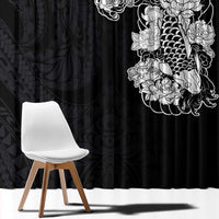 Hawaiian and Japanese Together Window Curtain Japanese Koi Fish Tattoo and Kakau Pattern Black Color LT03 - Polynesian Pride