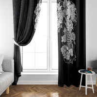 Hawaiian and Japanese Together Window Curtain Japanese Koi Fish Tattoo and Kakau Pattern Black Color LT03 - Polynesian Pride