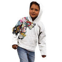 Hawaiian and Japanese Together Kid Hoodie Colorful Traditional Japanese Tattoo and Kakau Pattern White Color