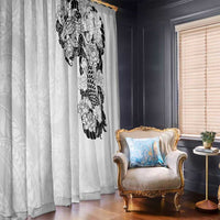 Hawaiian and Japanese Together Window Curtain Japanese Koi Fish Tattoo and Kakau Pattern White Color LT03 - Polynesian Pride