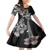 Hawaiian and Japanese Together Family Matching Tank Maxi Dress and Hawaiian Shirt Japanese Culture and Turtle Kakau Tattoo Black Color