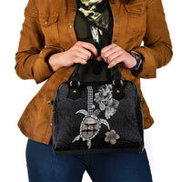 Hawaiian and Japanese Together Shoulder Handbag Japanese Culture and Turtle Kakau Tattoo Black Color
