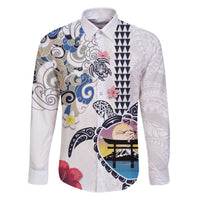 Hawaiian and Japanese Together Family Matching Puletasi and Hawaiian Shirt Japanese Culture and Turtle Kakau Tattoo White Color