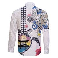 Hawaiian and Japanese Together Family Matching Summer Maxi Dress and Hawaiian Shirt Japanese Culture and Turtle Kakau Tattoo White Color LT03 - Polynesian Pride